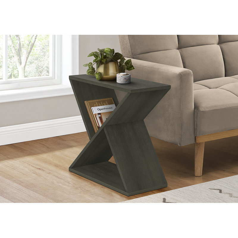 Table d'appoint, côté, bout, table de chevet, étroit, petit, chambre à coucher, salon, placage brun, Vert