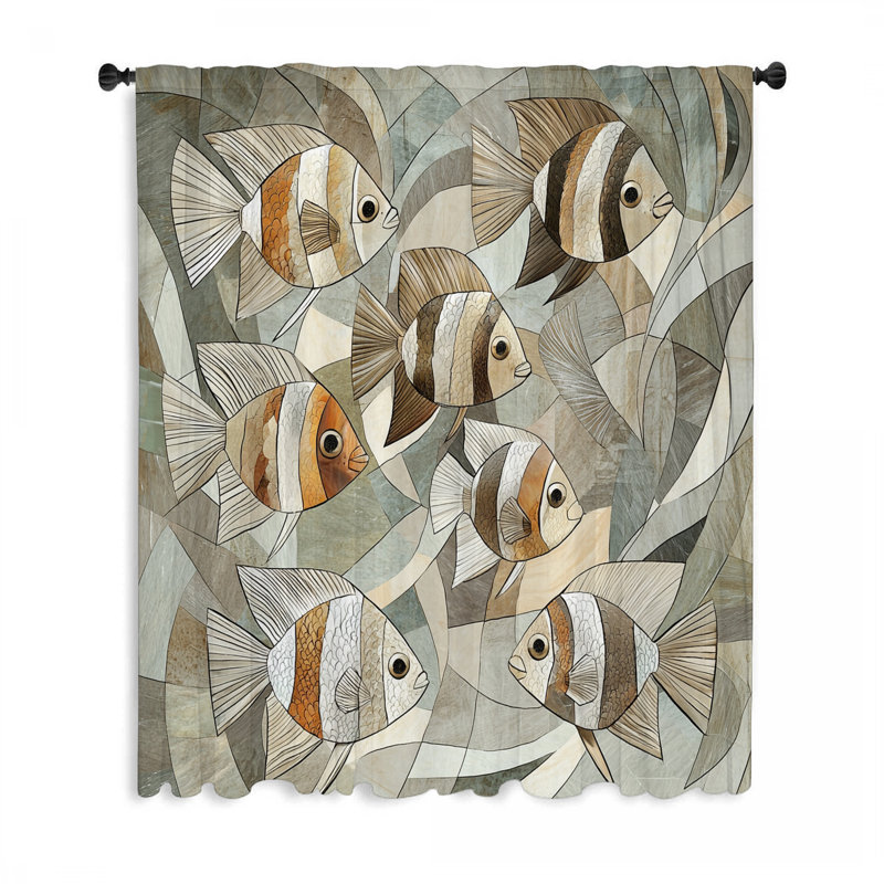 Rideaux de fenêtre poisson, occultant et voilages - 1 panneau, L 50 po x L 84 po