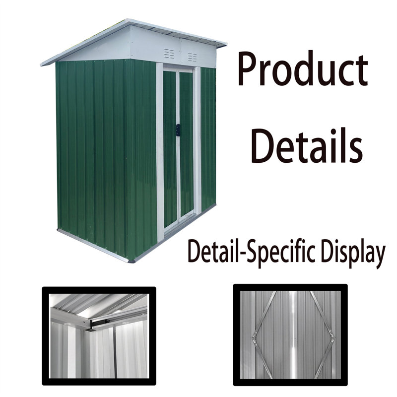 Outdoor Storage Sheds, 71" H x 62" W x 33" D, Green