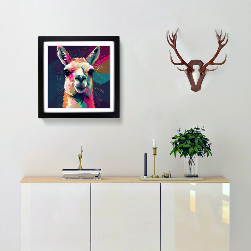 Llama - Framed Print, Black