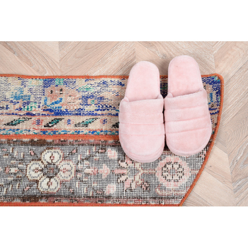 Vintage Turkish Rug With Colorful Geometric Design As a Vibrant Floral Patterned Bohemian Decor and Eco-Friendly Floor Accent in Size of 2x2ft