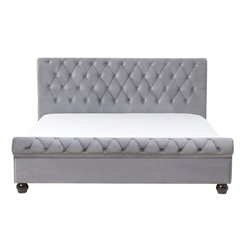 Mitzi Upholstered Bed, Light Grey, European Double (140 x 200cm)