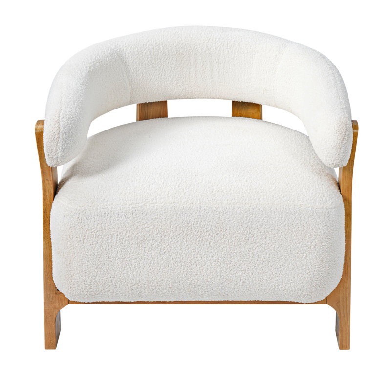 Fauteuil demi-tonneau Garrison, 1, Off-White Teddy Fleece