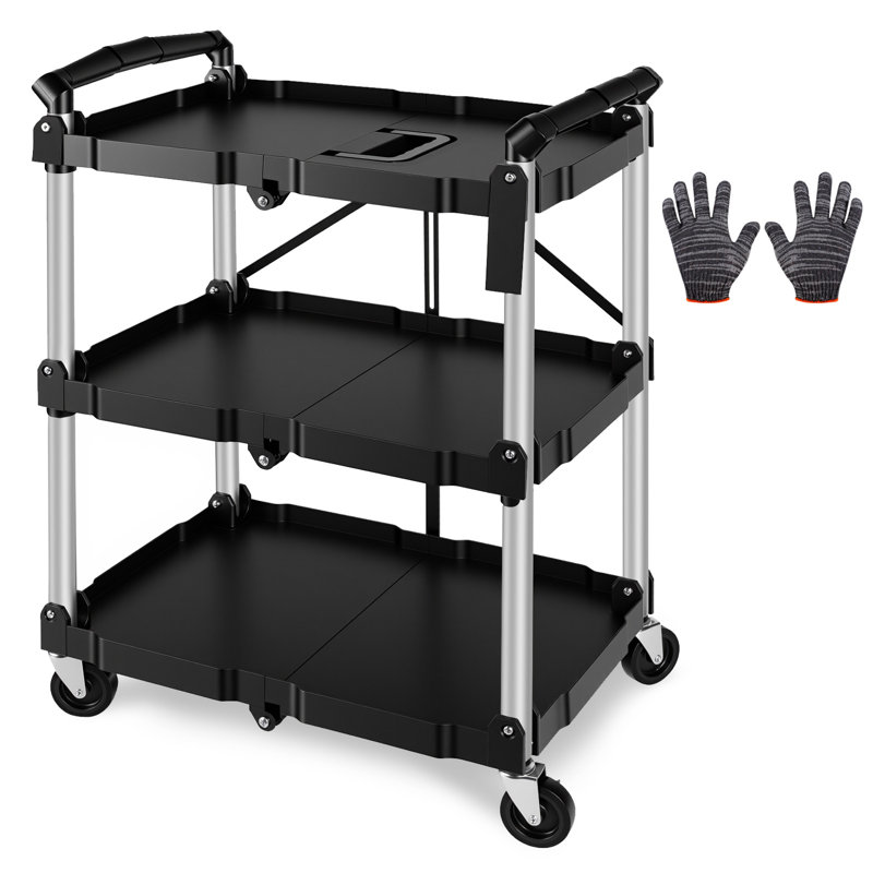 3-Tier Folding Collapsible Service Cart