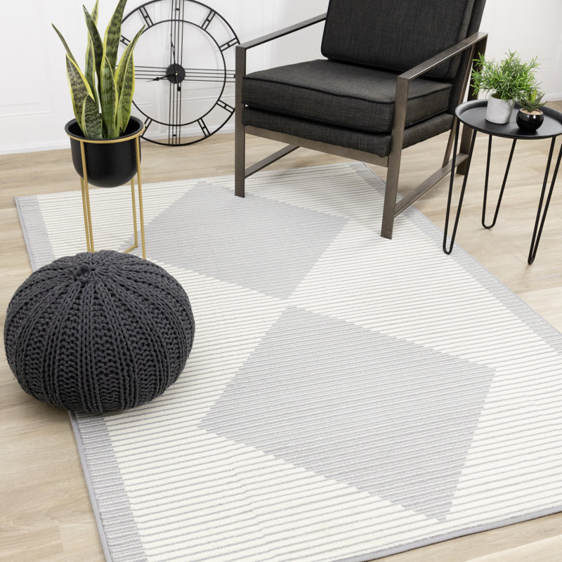 Vihana Geometric Gray Cream Area Rug