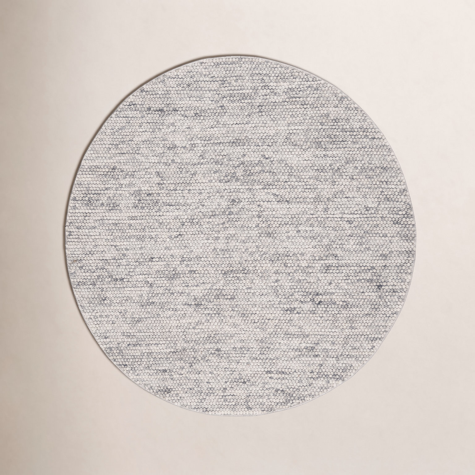 Elle Light Grey Ivory Hand-Woven Rug, Round 8'
