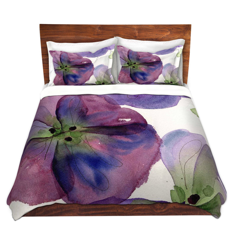 Ensemble de housse de couette trois pensées, 1 housse de couette grand + 2 taies standards