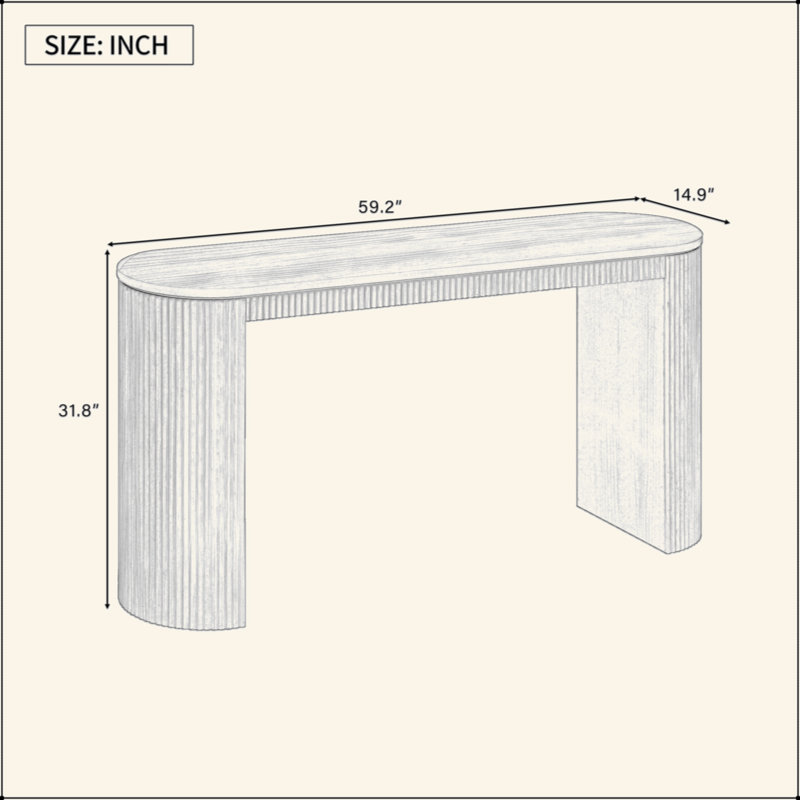 Curved Design Console Table With Unique Vertical Stripe Design ,Suitable For Living Room,Study And Entrance