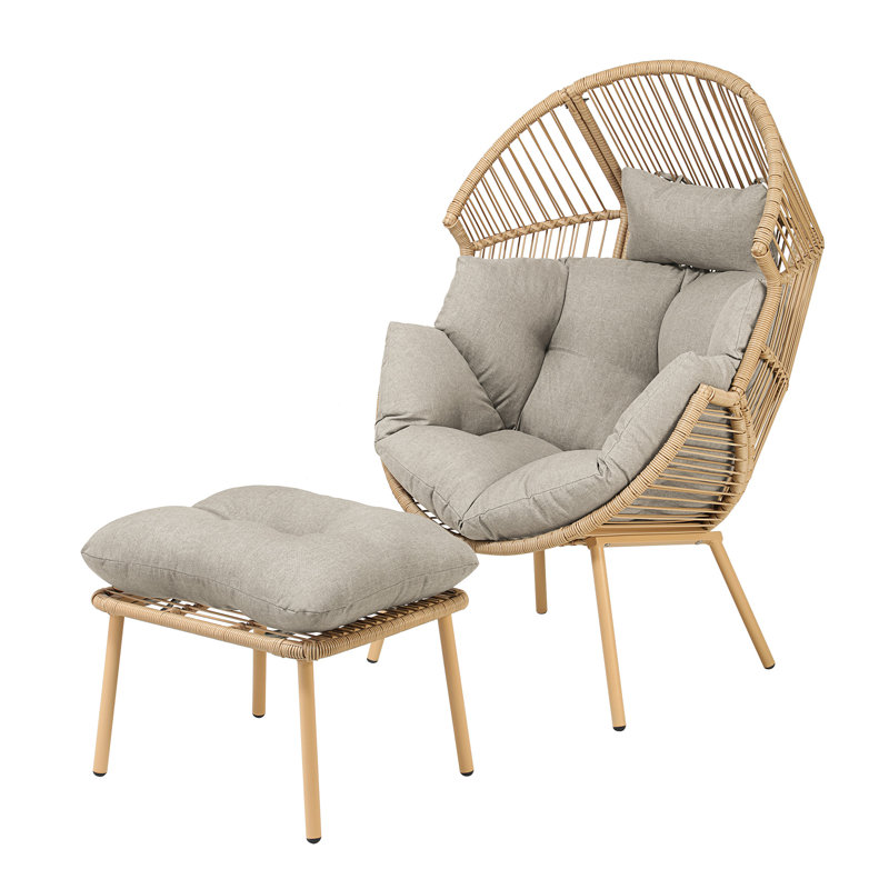 Nestara Standing Egg Chair and Stool, Brown