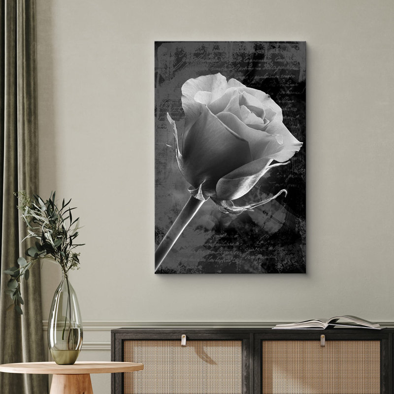 «Black and White Rose And Cursive Typographie» sur, H 48 po x l 32 po