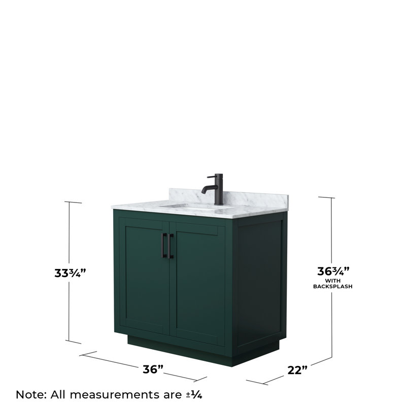 Miranda 36" Green Freestanding Bathroom Vanity with Marble Top