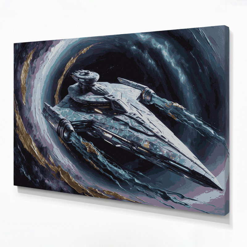Art mural sur toile gris Sci Fi Interstellar, H 12 po x l 18 po