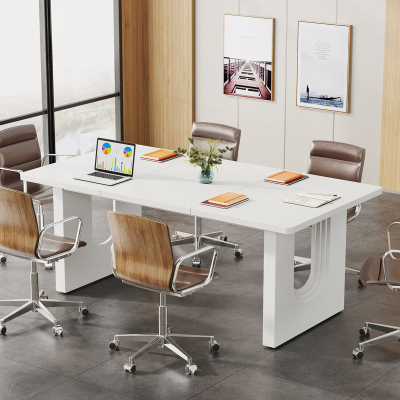 Bureau double caisson en bois manufacturé Joonyoung , Blanc