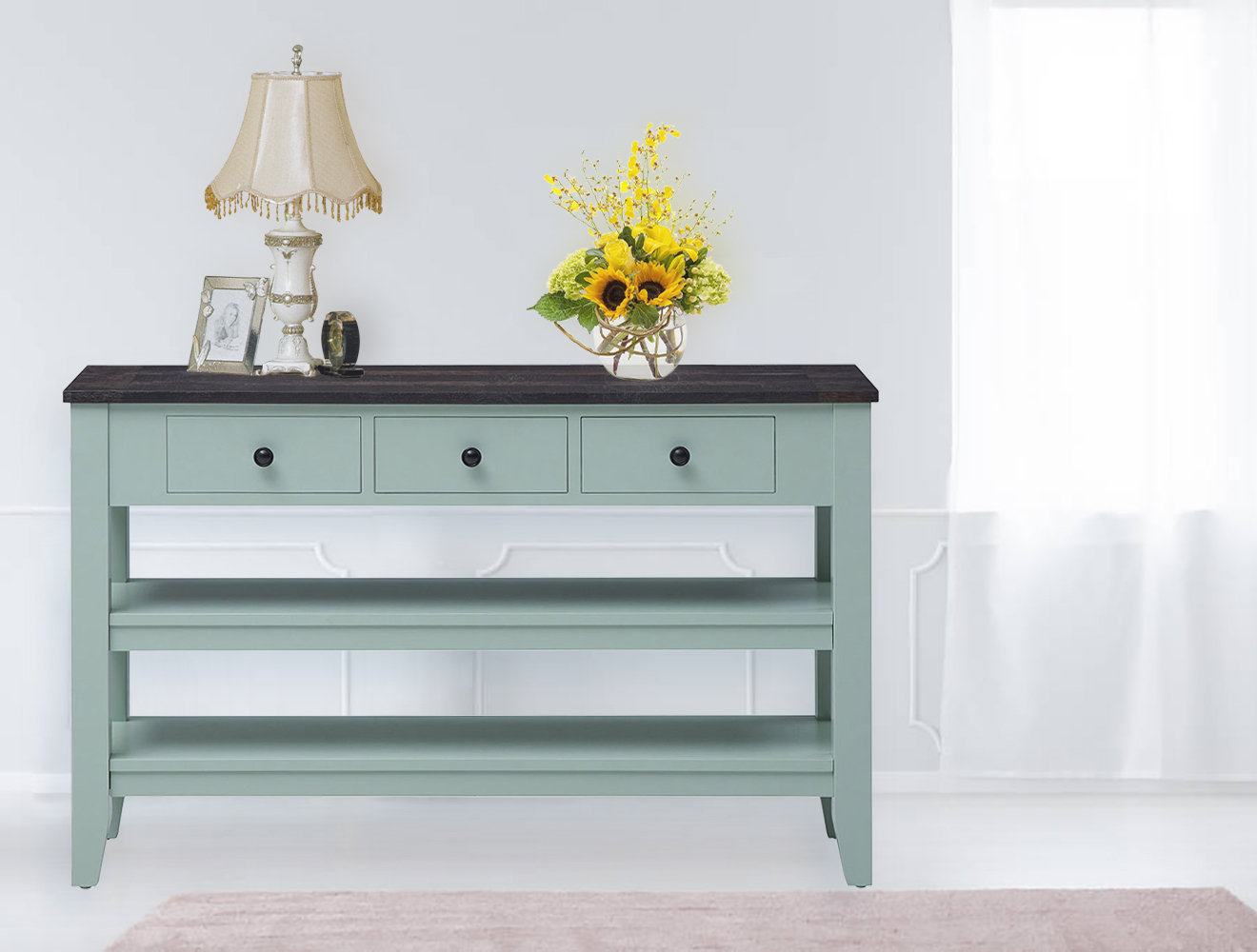 Red Barrel Studio® 48.8''W Rustic Pine Console Table 3 Drawers &2