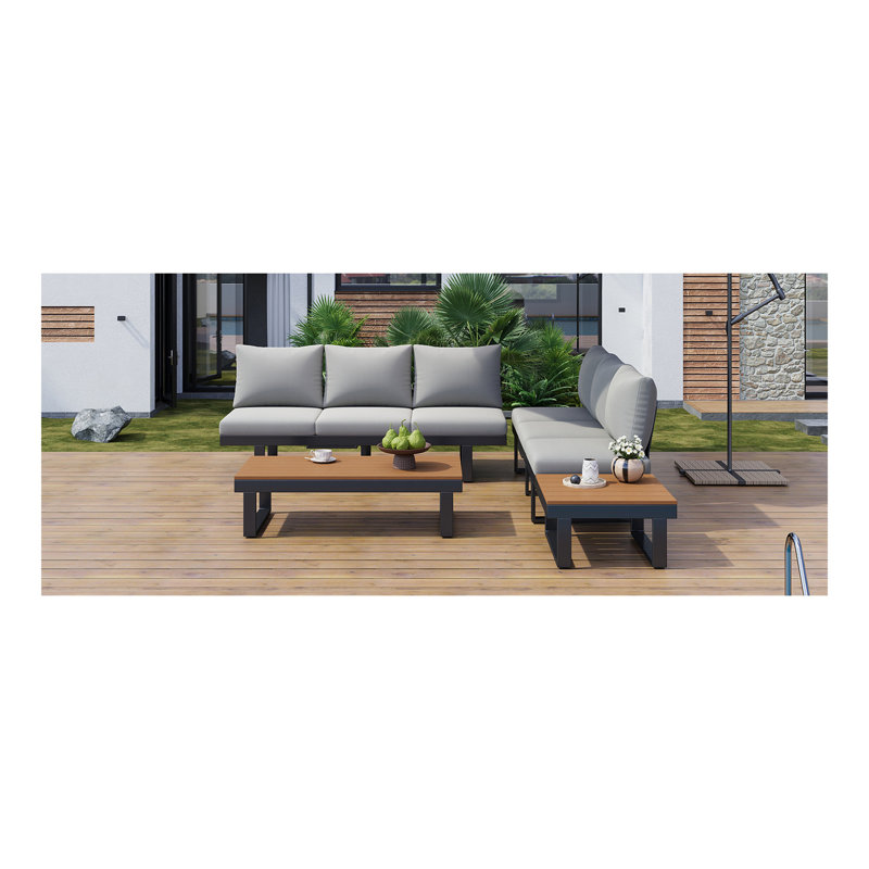 Ensemble de conversation pour canapé modulaire d'extérieur, Gris