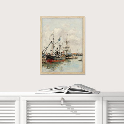 " Classic Vintage 1800s Ship On Shore Wall Art Prints Natural Landscape For Living Room Bedroom "
