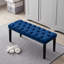 Heng Ming Banquette rembourrée capitonnée, velours, banc de salle à manger, banc de chambre, repose-pieds, banc d'appoint, entrée, salon, bleu-565242160