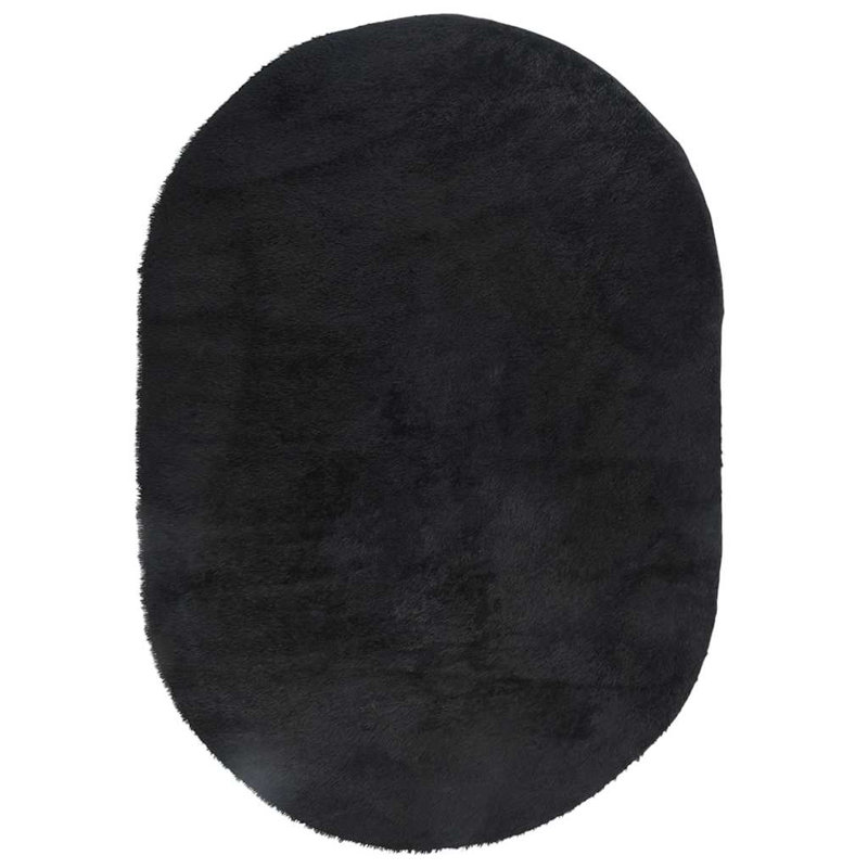 Shaggy Rug High Pile NAVARRA Black Polyester, Oval 200 x 300cm
