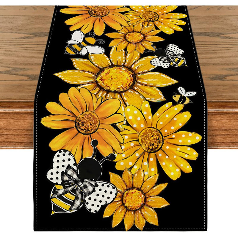 Chemin de table - Décoration de table jaune, tournesol et floral, printemps et été