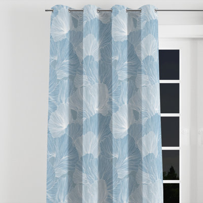 Abstract Curtain panels - White Beachy Shellfish Grommet Curtain - 1 Panel