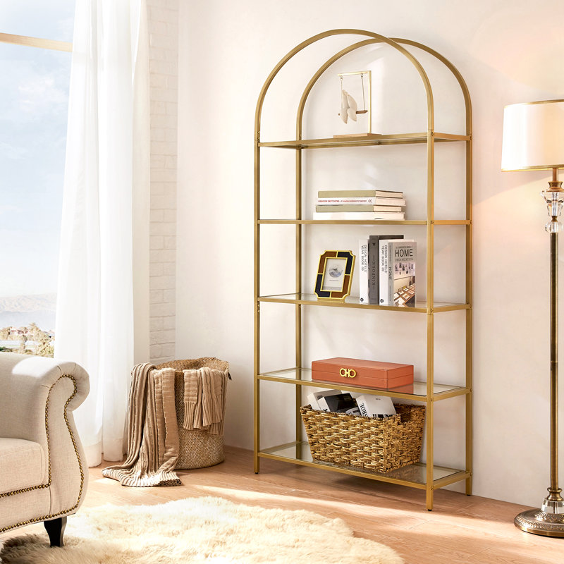 Adrianne 72.2'' H x 32.7'' W Etagere Bookcase, Gold