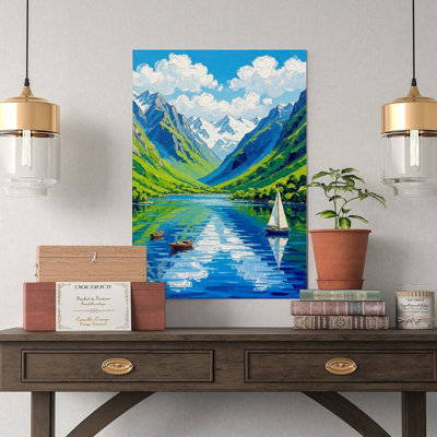 Canvas Wall Art Norway Fjord Poster, Scandinavian Nature-2 Vintage Poster Print Home Decor