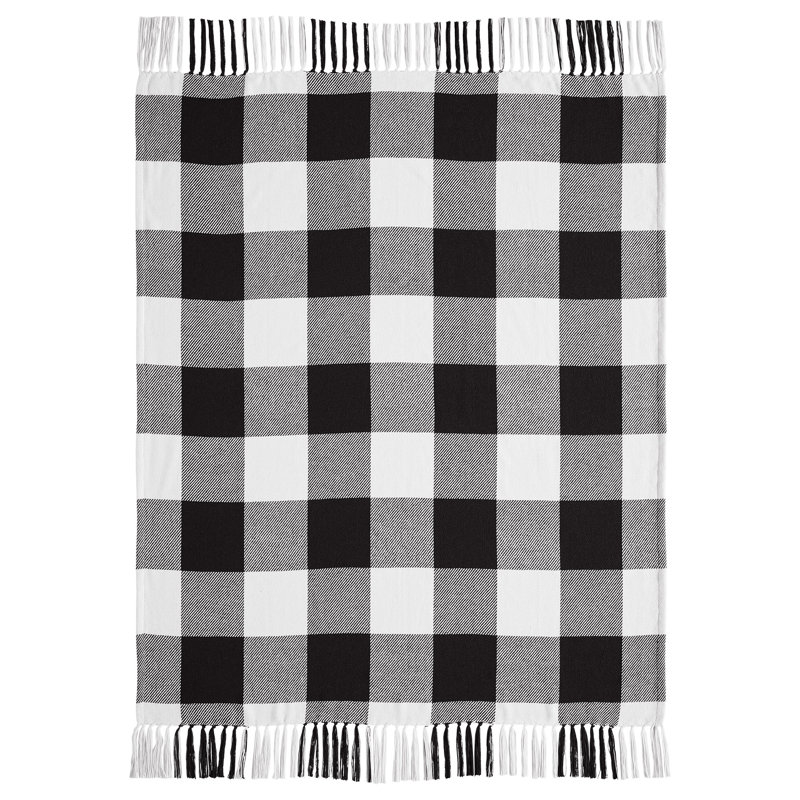  Annie Buffalo Check Handmade Throw Blanket, Black; White