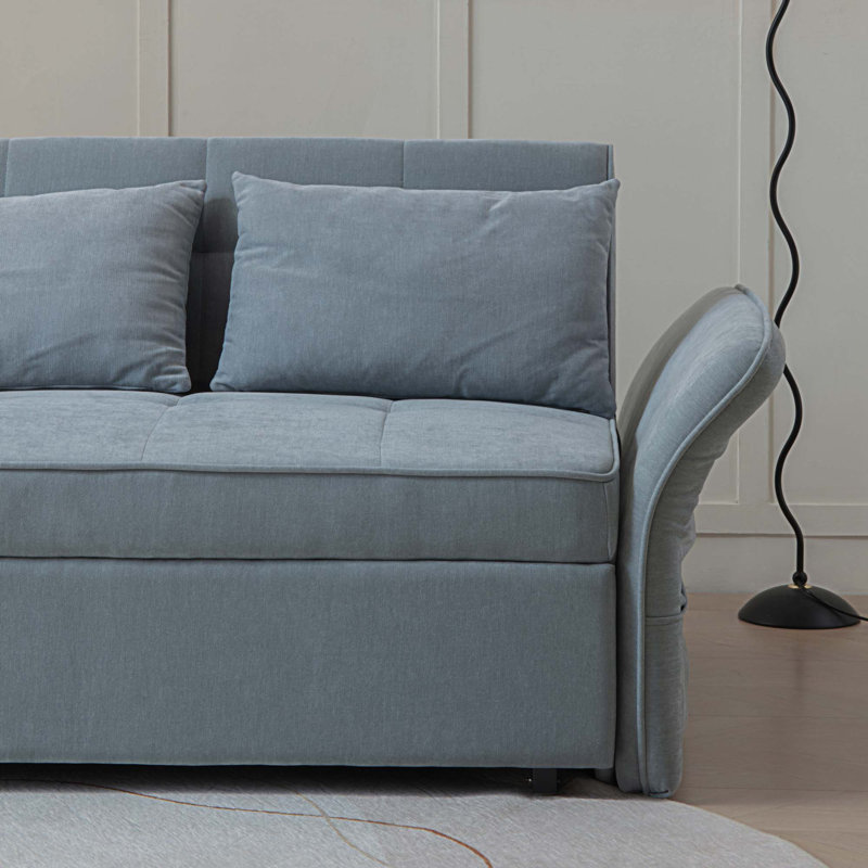 Canapé-lit tapissier de 53,5 po Luciele, Tissu gris