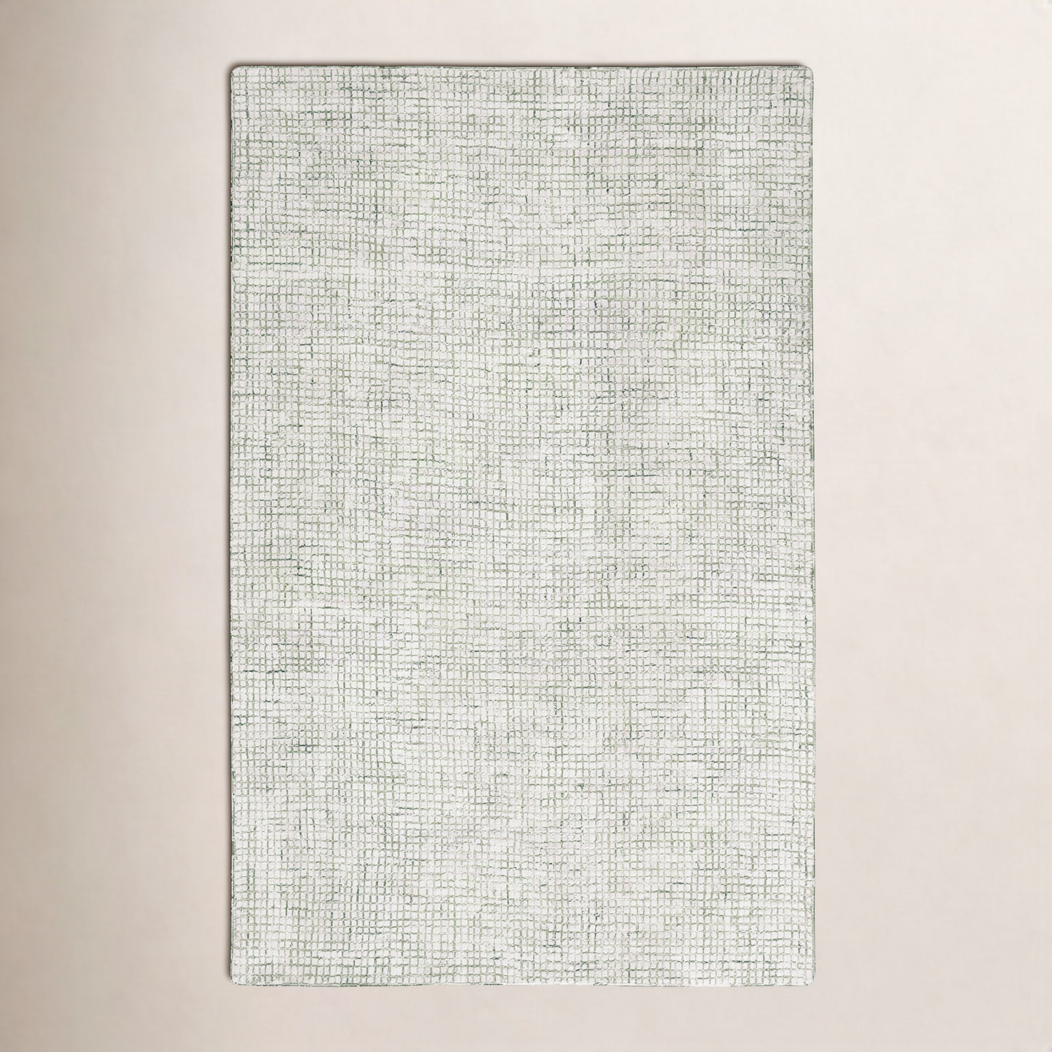 Rowe Ivory Green Hand-Tufted Abstract Rug, Rectangle 5' x 8'