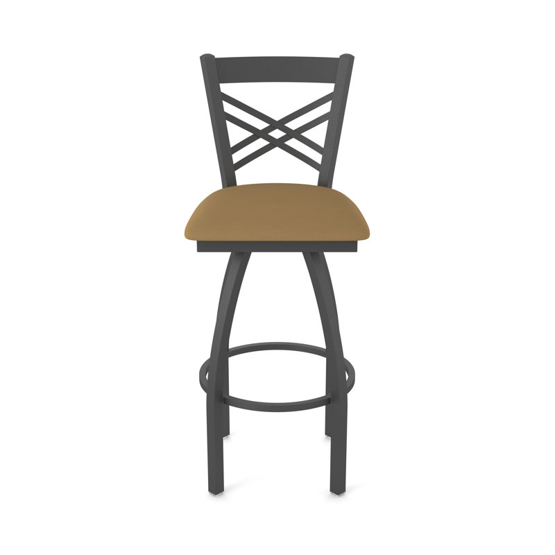 820 Catalina Swivel Stool, Pewter, Vinyl-Canter Saddle, Counter Stool (25" Seat Height)