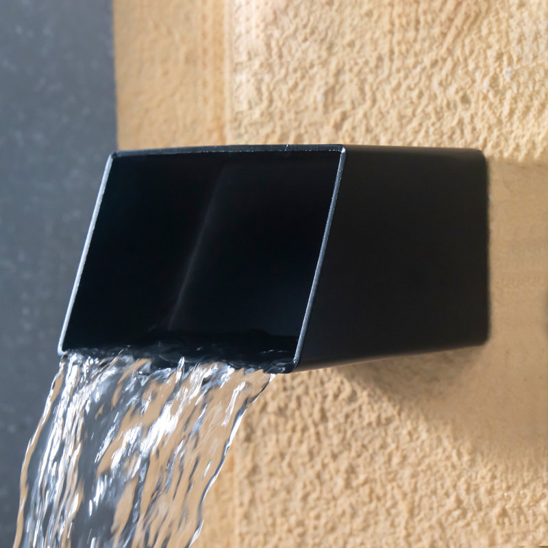 6" Square Outdoor Water Fountain Spout - Stainless Steel 316 Spillway Scupper with Contemporary Design for Pools, Ponds, Water Walls, and Fountains