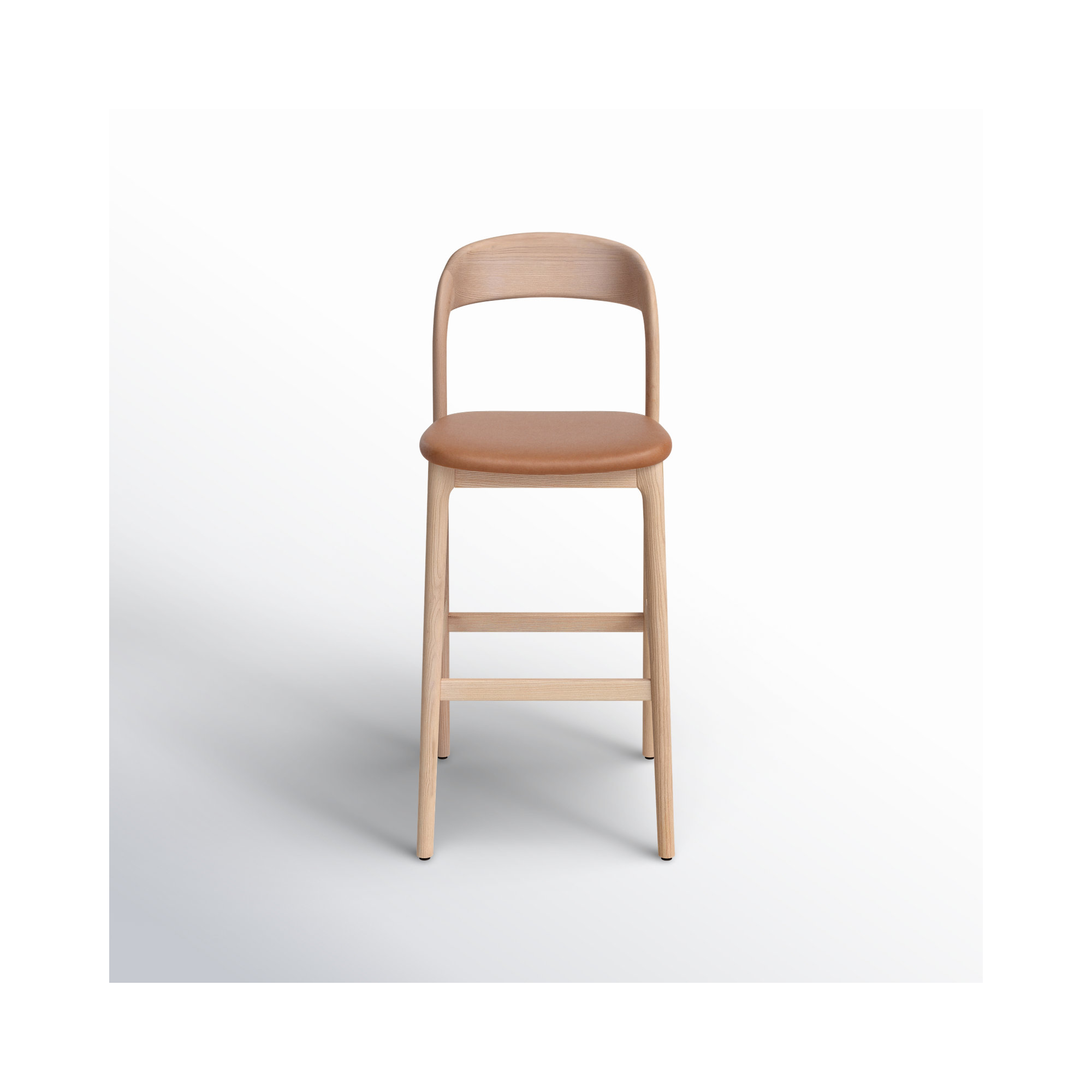 Kayla Leather Bar & Counter Stool, Bar Stool (30" Seat Height), Butterscotch Genuine Leather/Natural