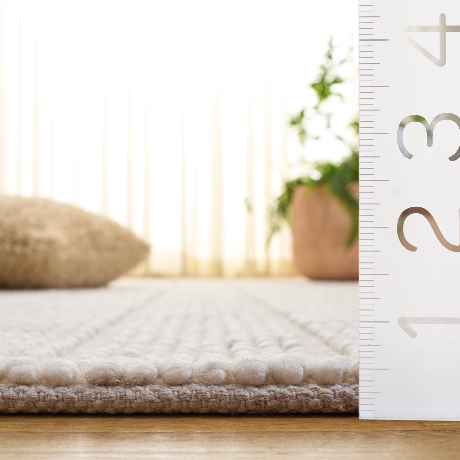 Natura Hand Woven Wool; Cotton; Recycled P.E.T Solid Color Indoor Rug, Rectangle 4' x 6'