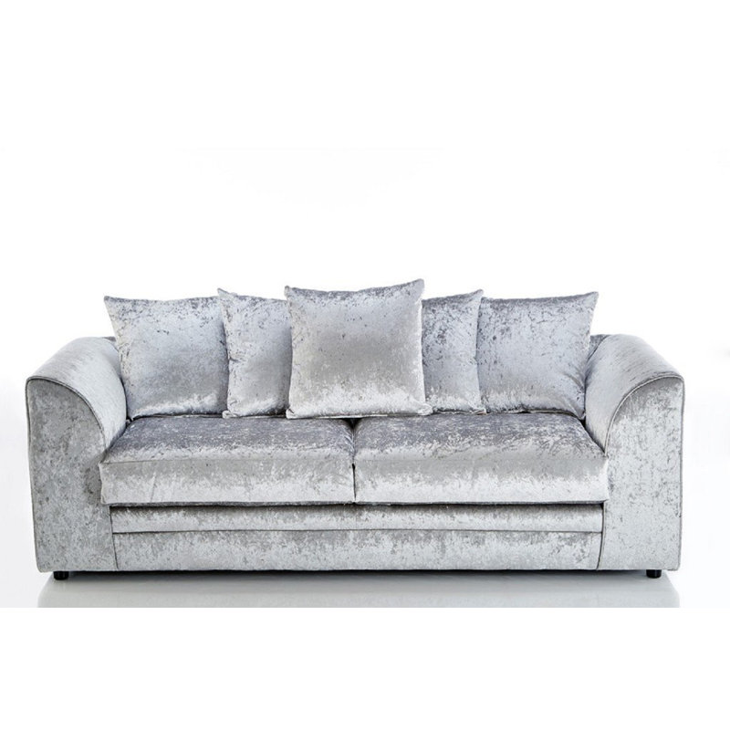 Temple Velvet Sofa, 3, Silver