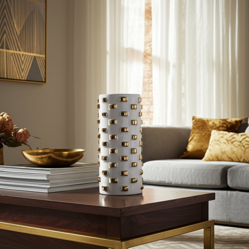 Vase de table en céramique Modern Modern, H 11 po x l 6 po x P 6 po