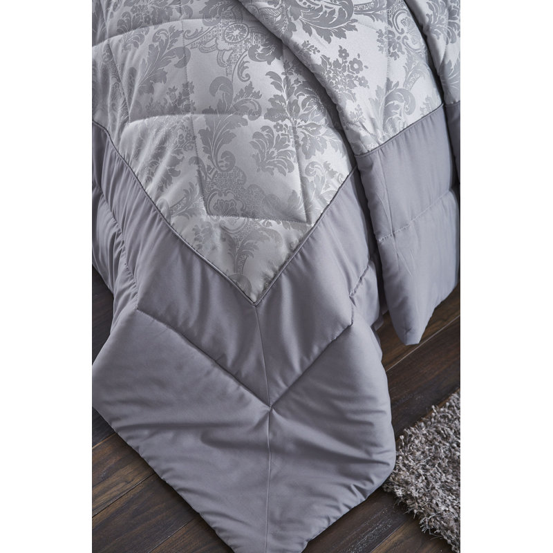 Damask Jacquard Duvet Cover Set with Pillowcases, Single Duvet Cover + 1 Standard Pillowcase, Silver