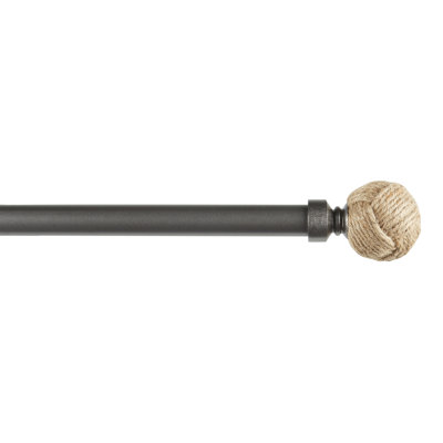 Tricia Exclusive Home Rope Knot 1" Curtain Rod and Coordinating Finial Set, Adjustable