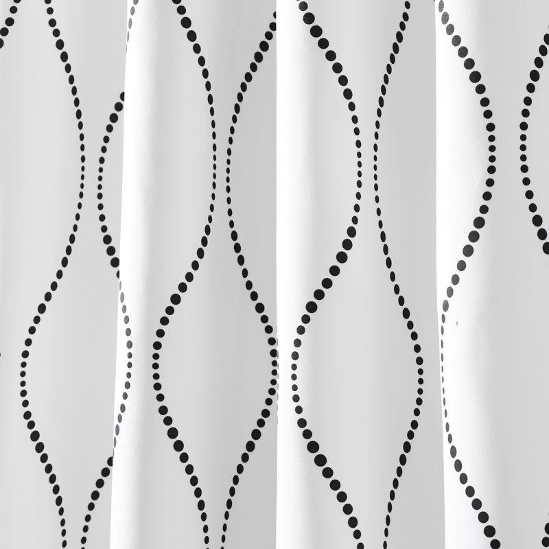 Swirl Room Darkening Curtain Pair, 52" W x 84" L, White/Black