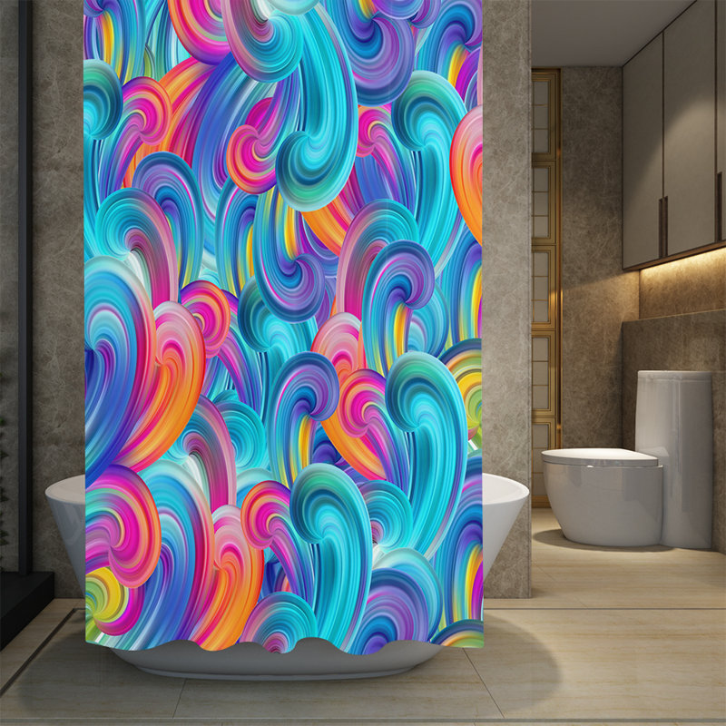 Mandwe Abstract Shower Curtain, 93" H x 70" W