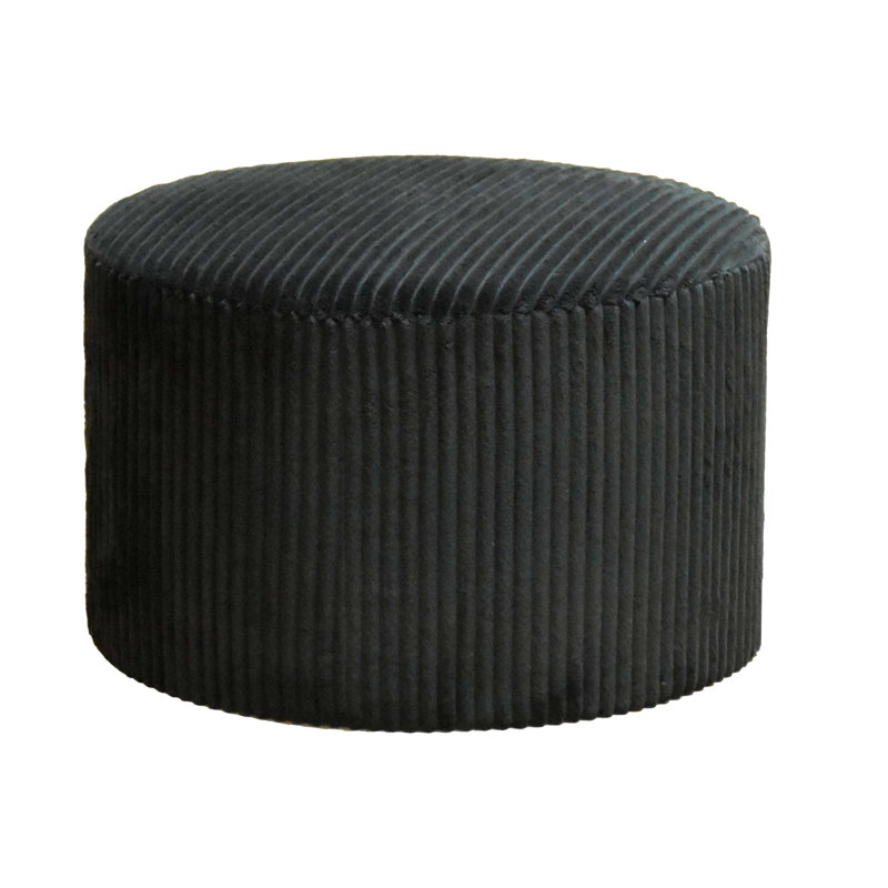 Repose-pieds plein Corduroy Upholstery, Noir