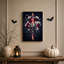Crâne métallique craquelé avec épée brillante et art mural d'Halloween sur toile-2108440183