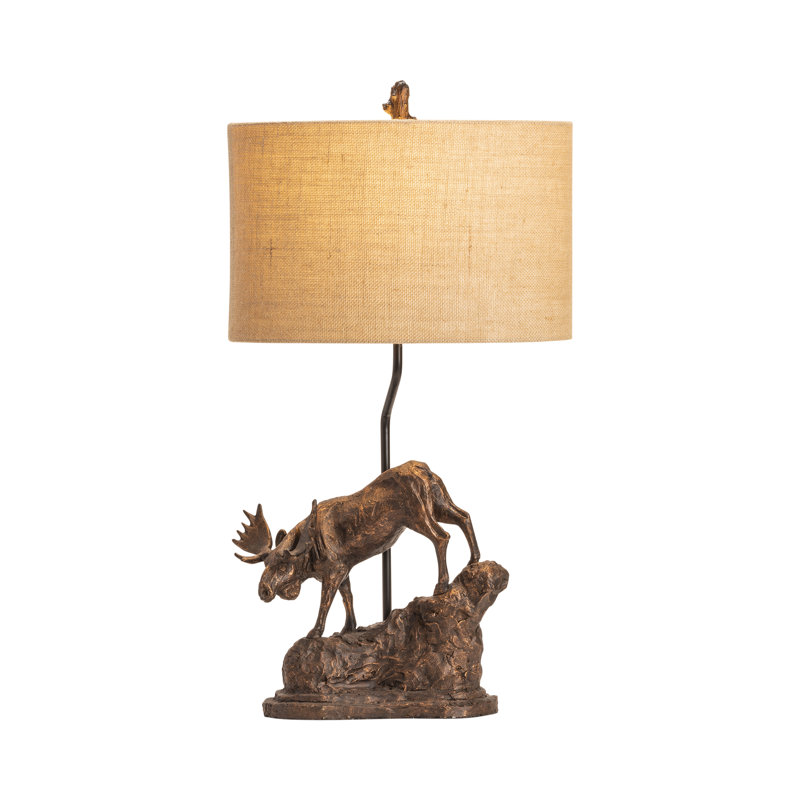 30" Resin Table Lamp With Burlap Shade
