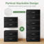 Ensemble de 2 tiroirs empilables avec rangement pour commode et commode 2 tiroirs en tissu noir