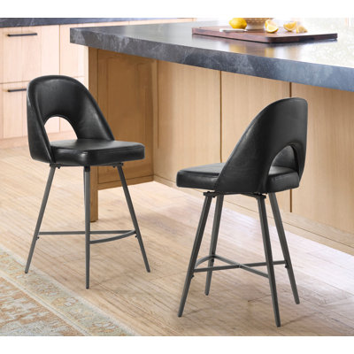 Elurd 2 Piece Swivel 26" Counter Stool (Set of 2)