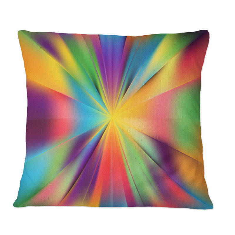 Rayons lumineux et colorés - Coussin décoratif imprimé moderne, 18 po x 18 po, Carré