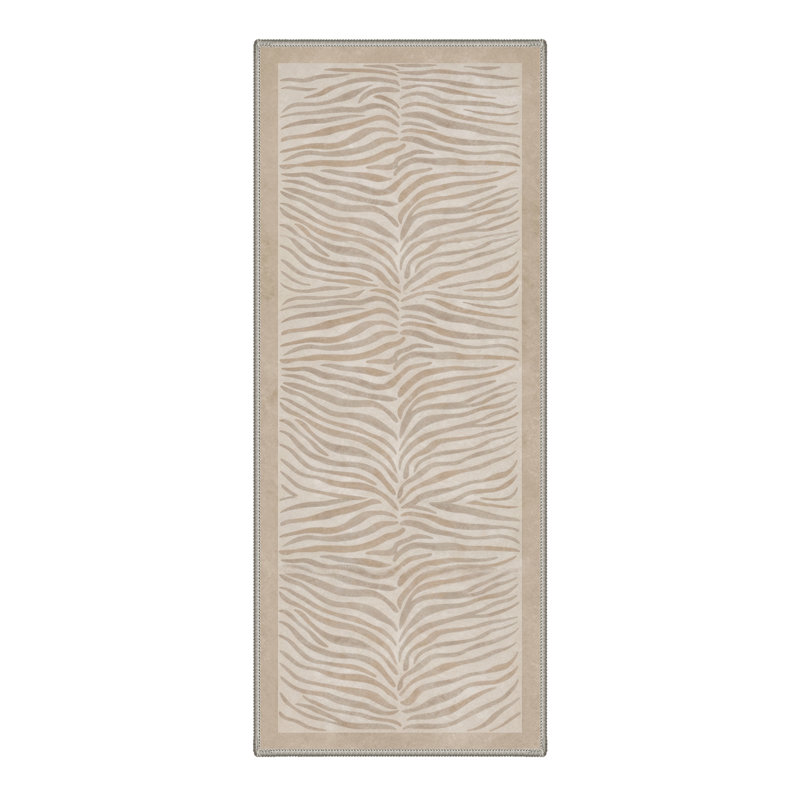 Tapis zébré moderne à motif zébré Albertslund, Tapis de couloir de 2 pi x 7 pi