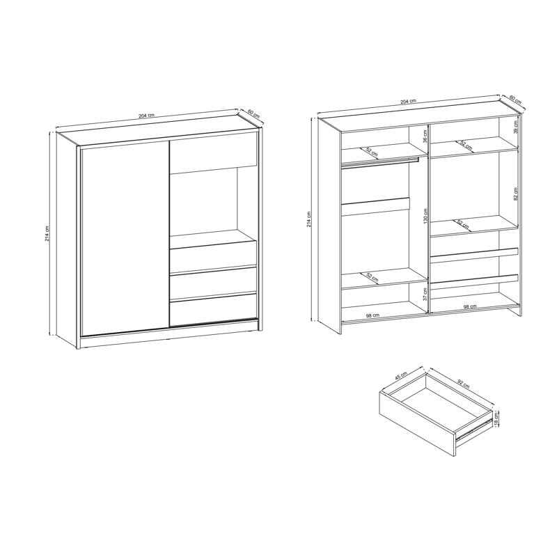 Aghilas 2 Door Manufactured Wood Wardrobe, Grey Matt
