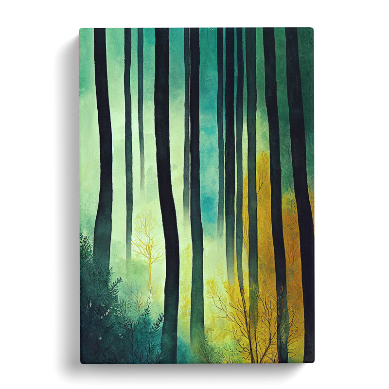 Watercolour Forest Art No.5 - Wrapped Canvas Print, 60cm H x 40cm W x 3cm D