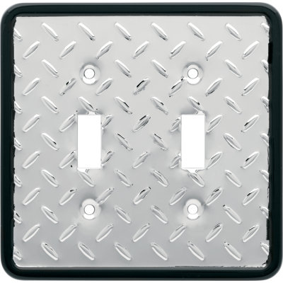 Plaque murale à 2 interrupteurs à bascule Diamond Plate