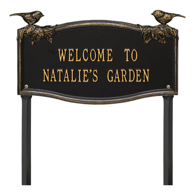 Chickadee Garden Sign, Black/Gold, Yes